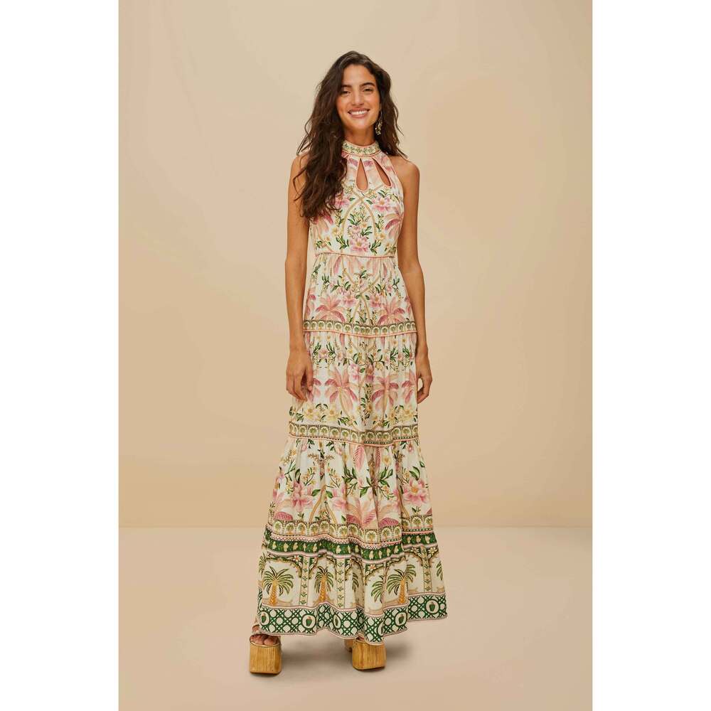 Farm Rio Off-White Palm Dream LENZING™ ECOVERO™ Euroflax™ Maxi Dress NWT
